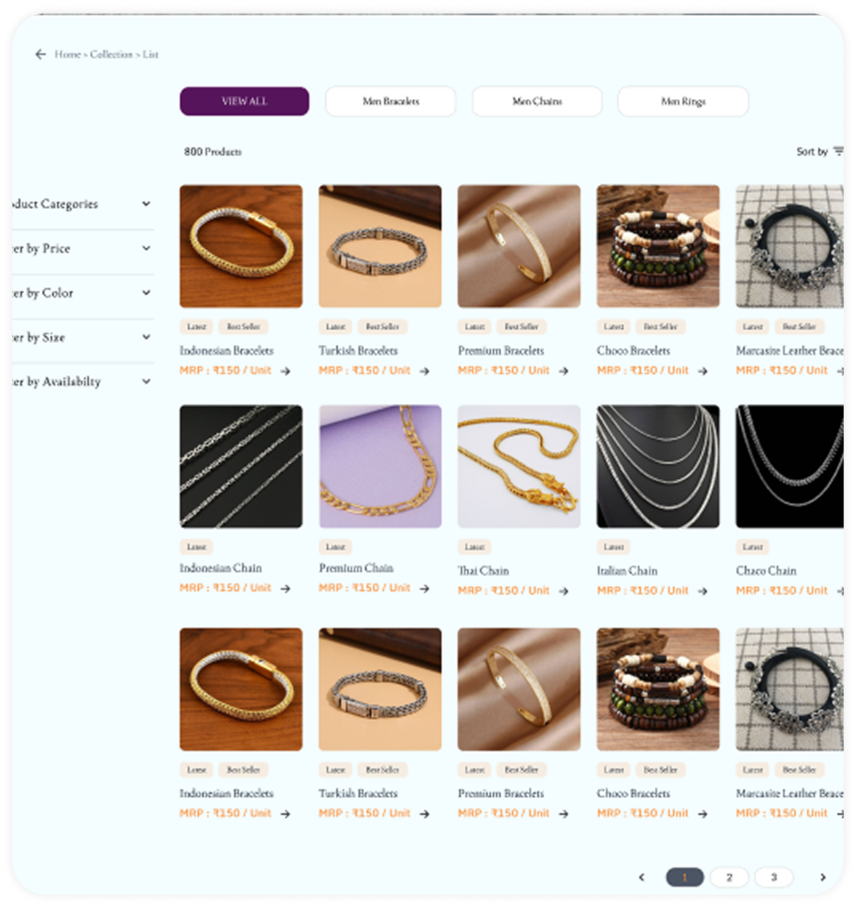 Jewelry Category Listing